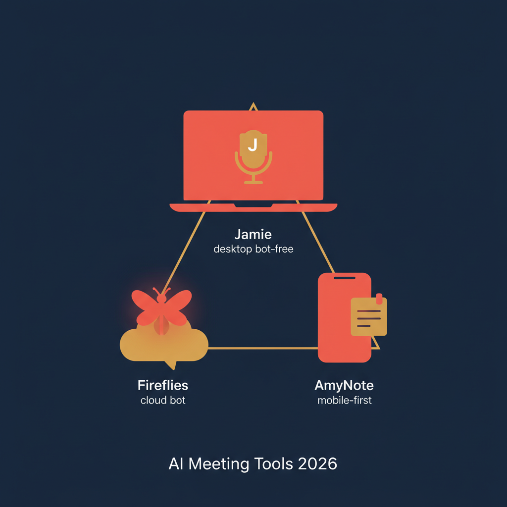 Jamie vs Fireflies vs AmyNote AI meeting tool comparison 2026